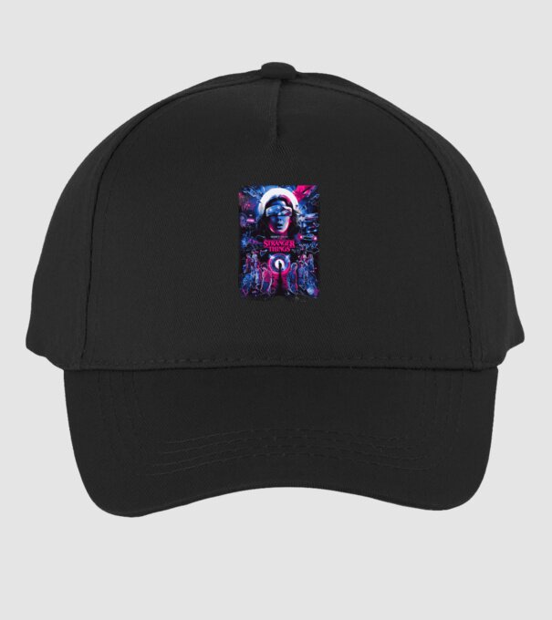 stranger things poster neon model negru pe tricou