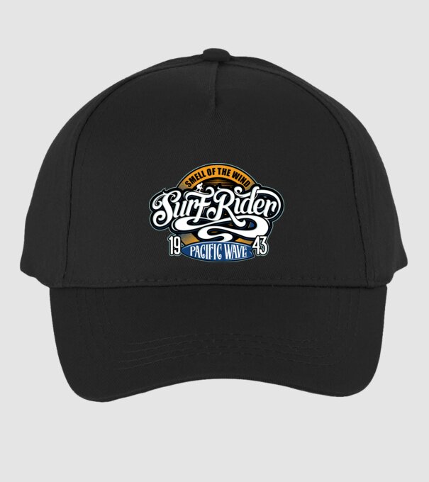Surf Rider model negru pe tricou