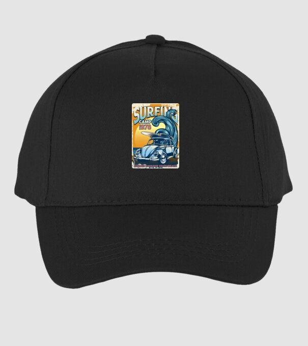 Surfer Camp model negru pe tricou
