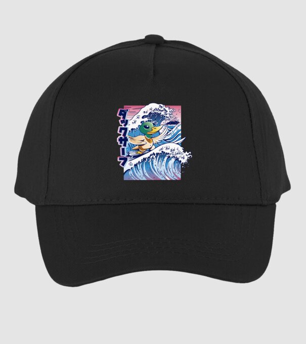 Surfer Duck model negru pe tricou