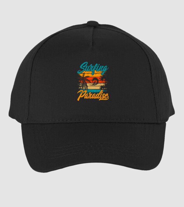 Surfing Paradise model negru pe tricou