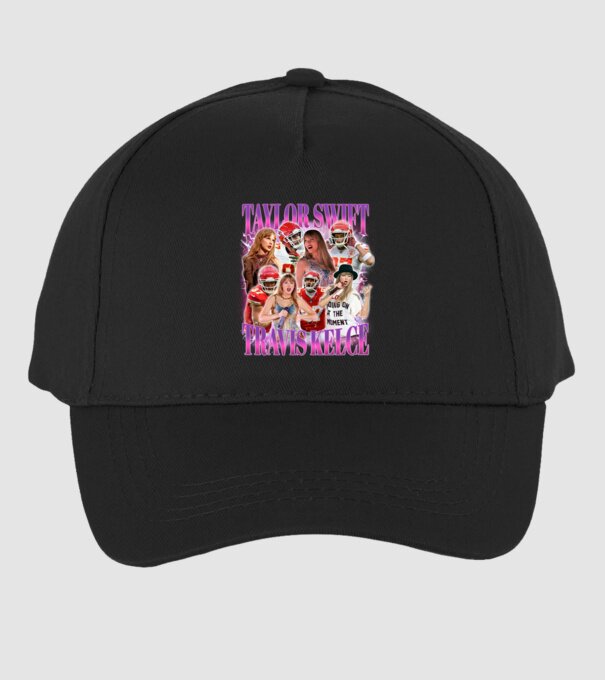 Taylor Swift ERAS Travis Kelce bootleg model negru pe tricou