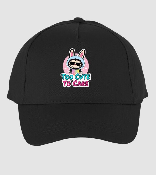 Too cute to care model negru pe tricou