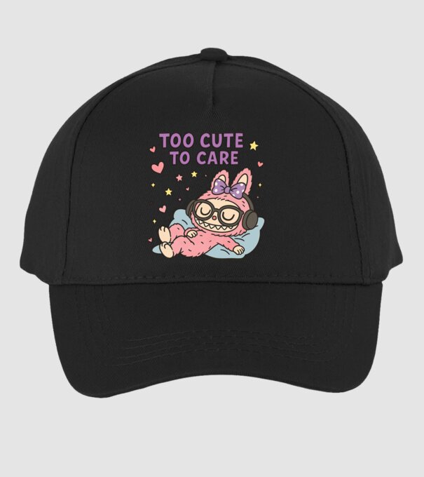 Too cute to care model negru pe tricou