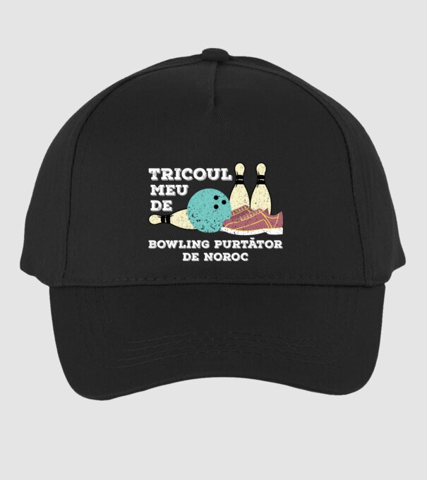 tricoul meu de bowling purtător de noroc model negru pe tricou