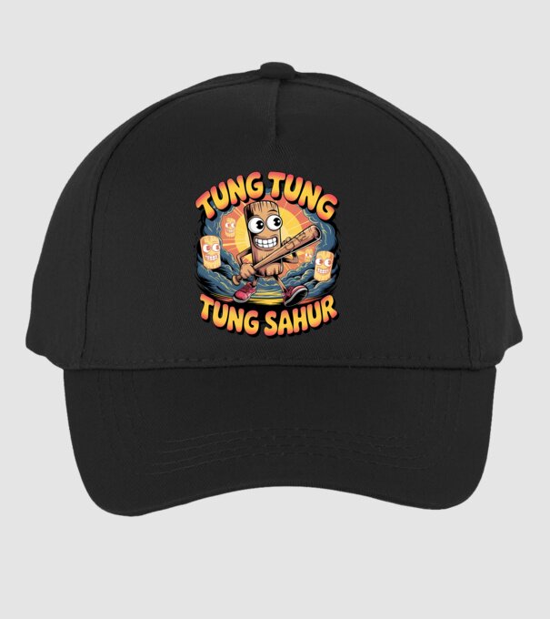 Tung Tung Tung Sahur Retro model negru pe tricou