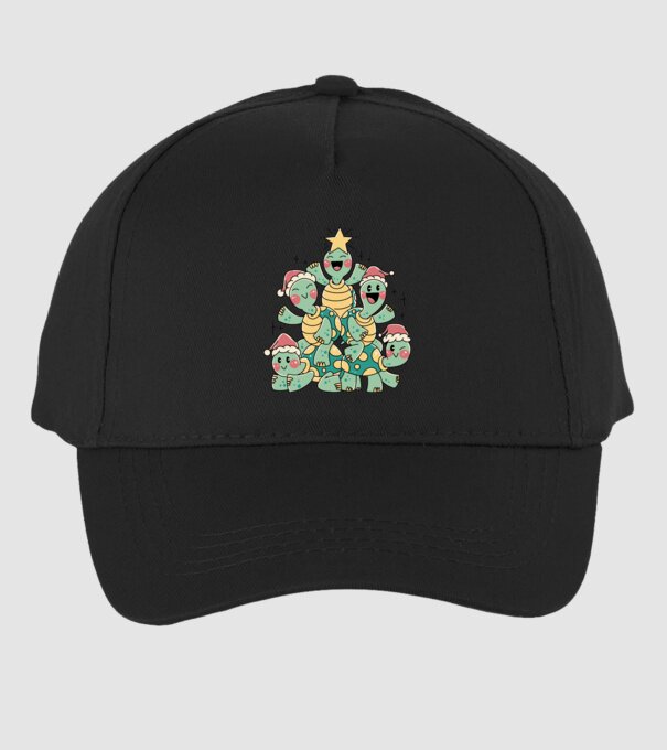 Turtle christmas tree model negru pe tricou
