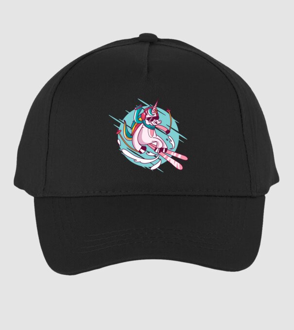 Unicorn ski model negru pe tricou