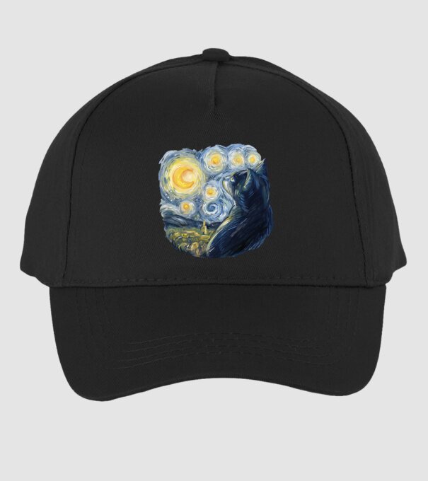 Van Gogh cat model negru pe tricou