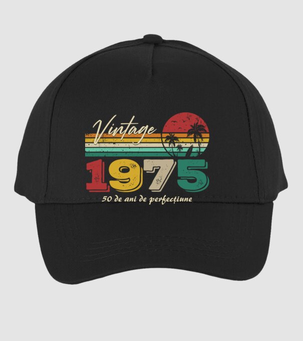 VINTAGE 1975 model negru pe tricou
