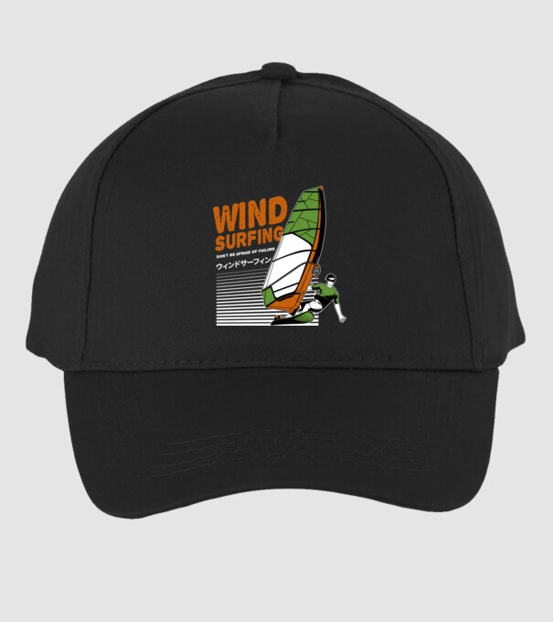 Wind Surf model negru pe tricou