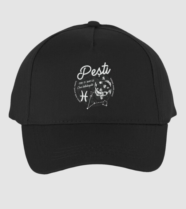 Zodiac femeie PEȘTI retro model negru pe tricou