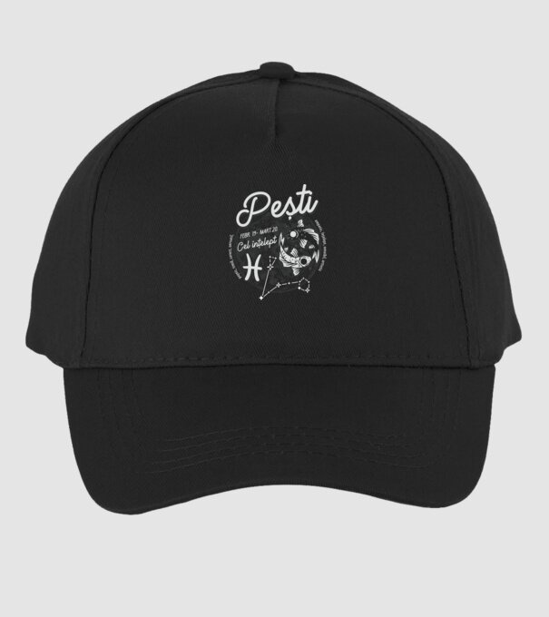 Zodiac bărbat PEȘTI retro model negru pe tricou