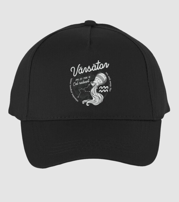 Zodiac bărbat VĂRSĂTOR retro model negru pe tricou