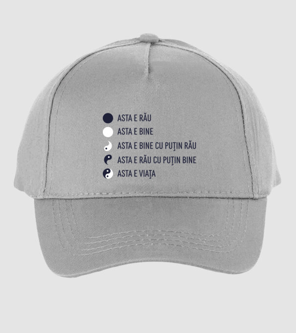 asta e rău, asta e bine, asta e bine cu puțin rău, asta e rău cu puțin bine, asta e viața model gri pe tricou