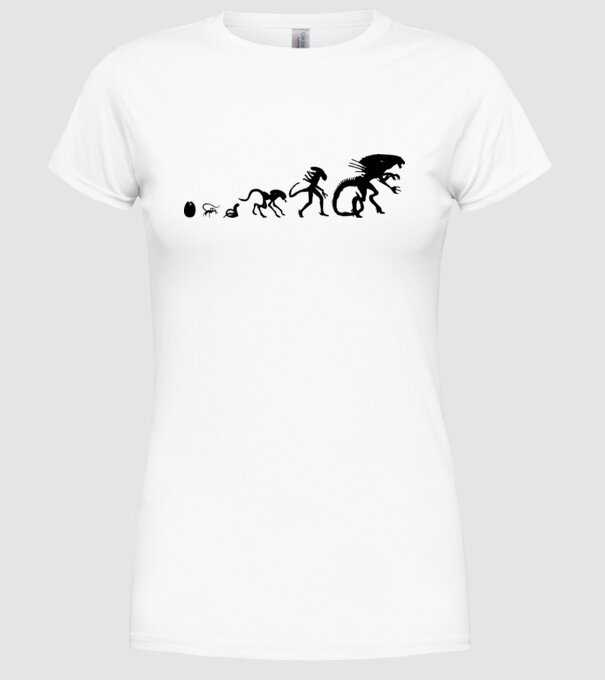 Evoluție Alien model alb pe tricou