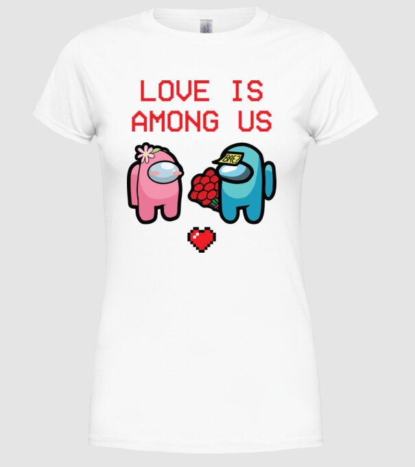 Among us love model alb pe tricou