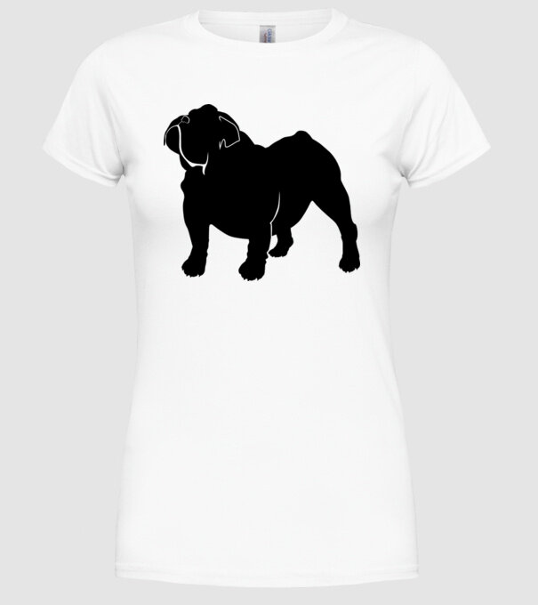 Bulldog englezesc model alb pe tricou