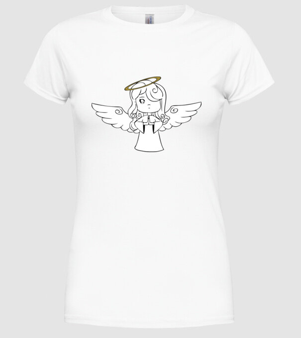 Îngeraș model alb pe tricou