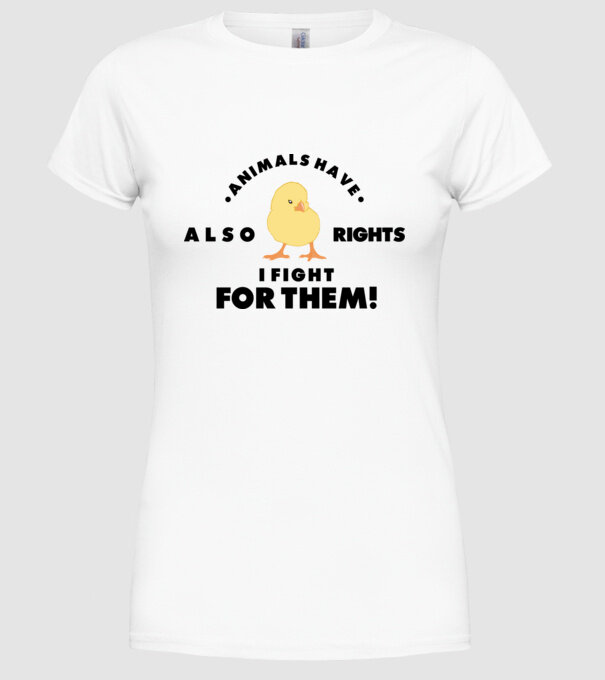 Animals also have rights model alb pe tricou