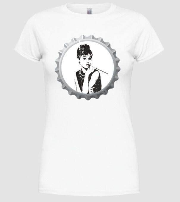 Audrey model alb pe tricou