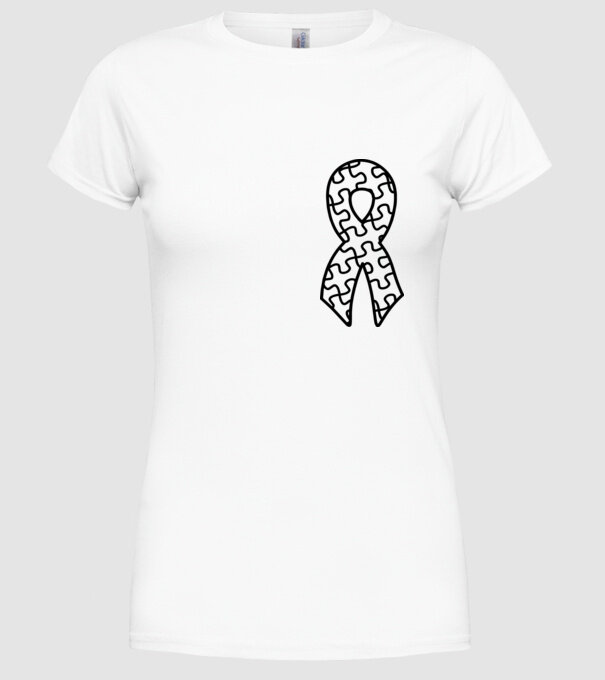 Panglică Ziua Mondială a Autismului model alb pe tricou