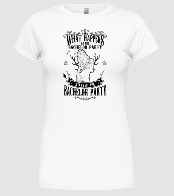 Bachelor party model alb pe tricou