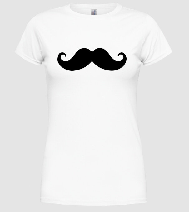 mustață1 model alb pe tricou