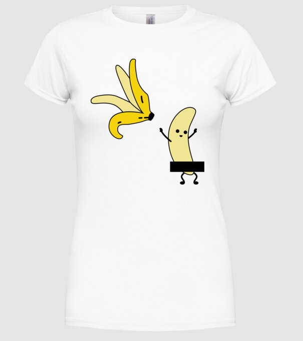 Cuplu Banană băiat model alb pe tricou