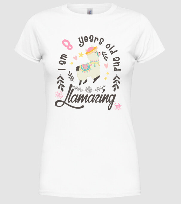 Birthday Llamazing 8 years old model alb pe tricou