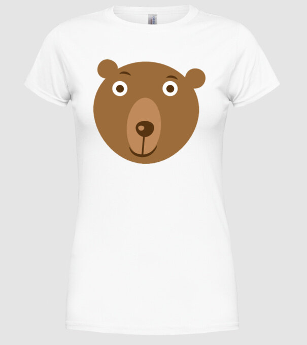 Bear Face model alb pe tricou