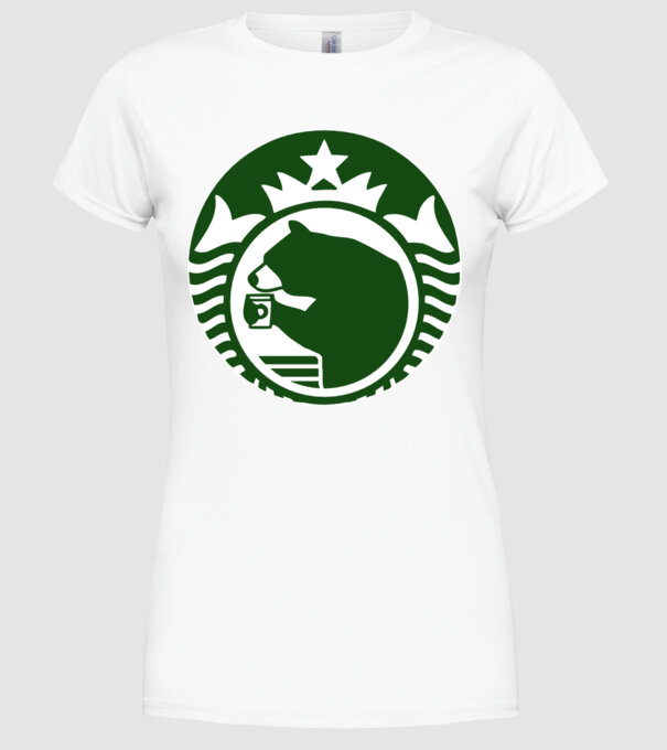 Bear Bucks model alb pe tricou