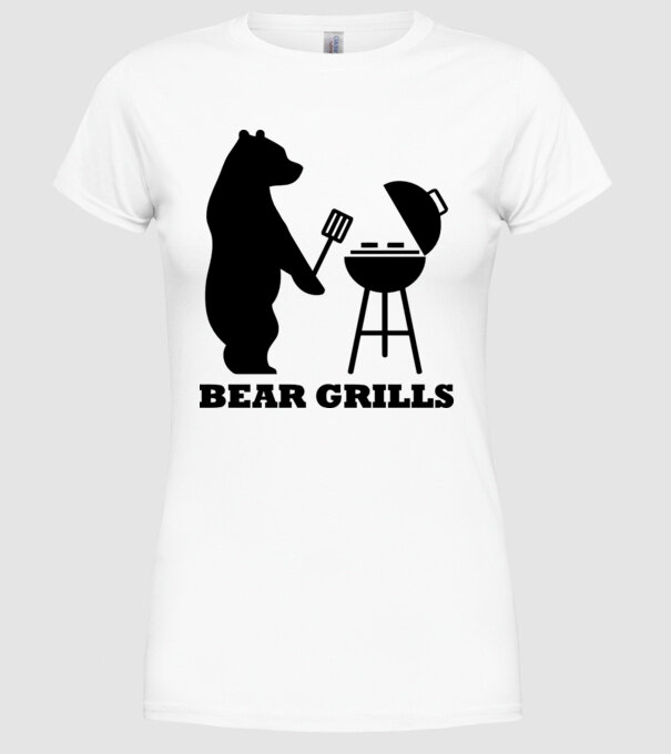 Bear Grills model alb pe tricou