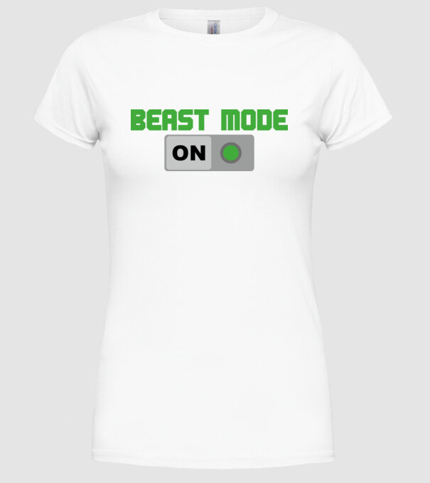 Beastmode model alb pe tricou
