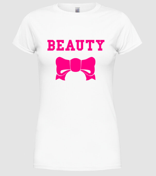 beauty model alb pe tricou