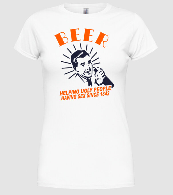 beeer model alb pe tricou
