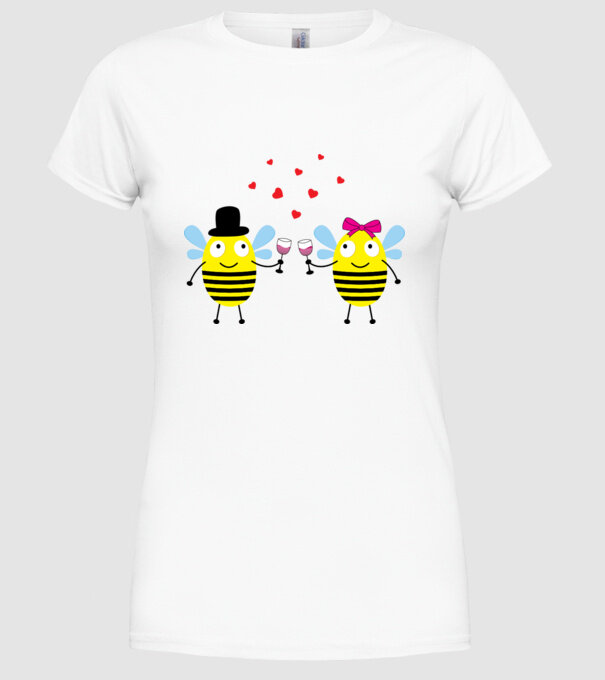 Bee Love model alb pe tricou