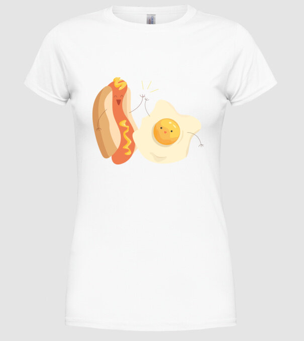 best friends hot dog egg model alb pe tricou