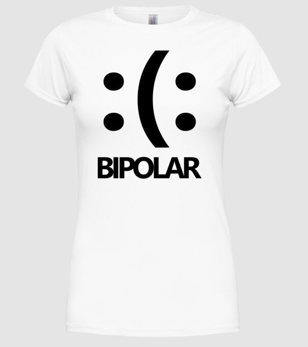 Bipolar model alb pe tricou