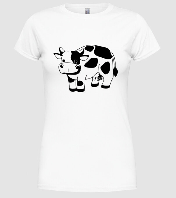 Vițel model alb pe tricou