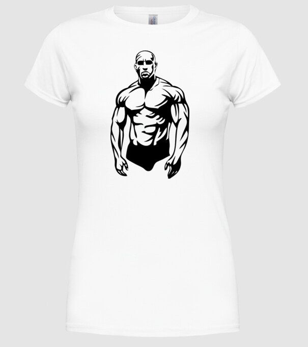 bodybuilding model alb pe tricou