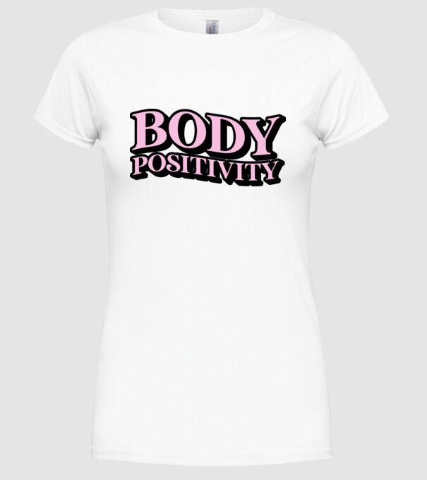 BodyPositivity model alb pe tricou