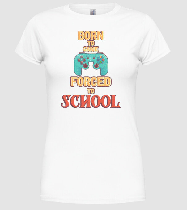 Born to game model alb pe tricou