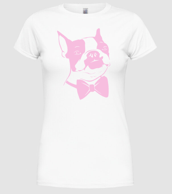 Boston Terrier model alb pe tricou