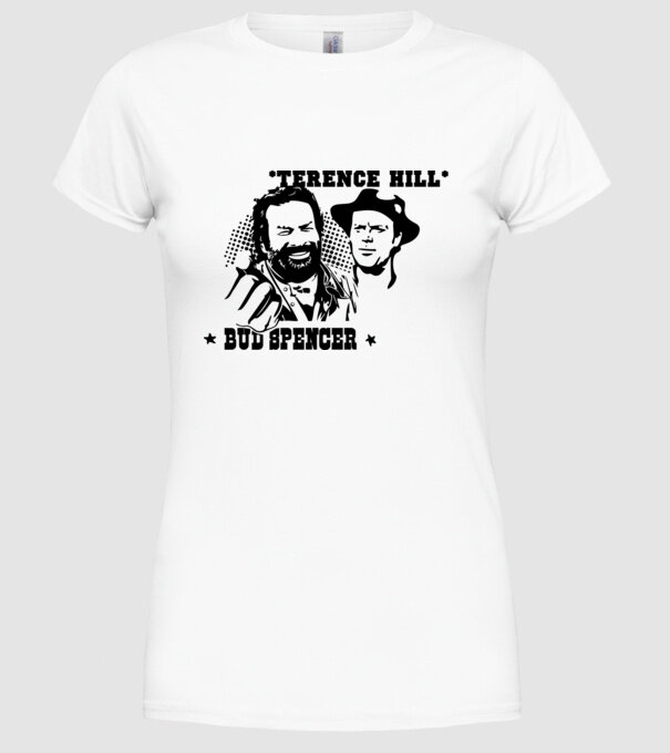 Bud Spencer Terence Hill model alb pe tricou