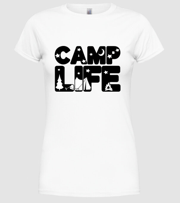 Camp life 2c model alb pe tricou