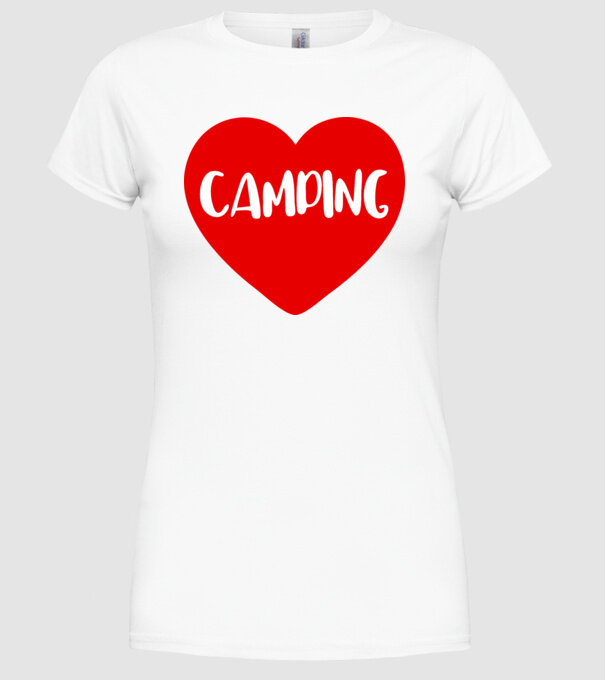 Camping heart model alb pe tricou