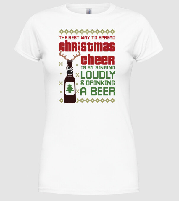 Christmas cheer beer pulovăr urât model alb pe tricou