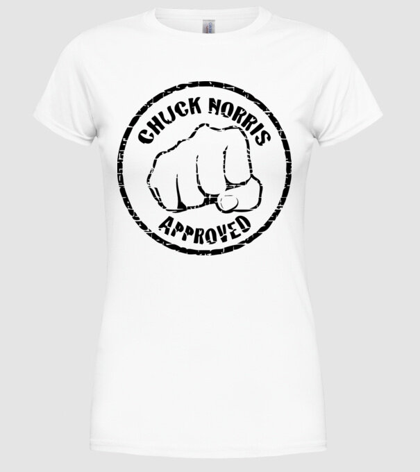 Chuck Norris Approved model alb pe tricou
