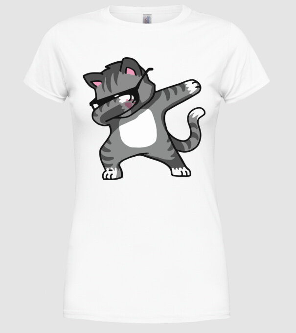 Pisică DAB model alb pe tricou